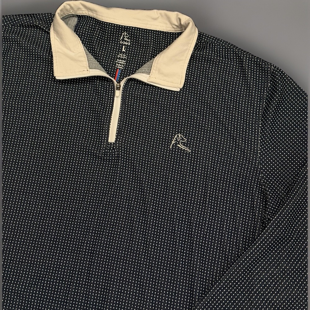 Rhoback Pullover Mens Size Large Blue Polka Dot 1/4 Zip Performance Stretch Golf - Picture 4 of 8